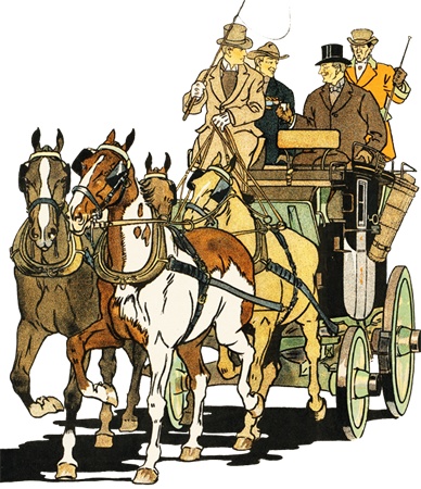 Png画像 馬車の上の紳士たちアンティークイラスト アンティーク レトロ画像素材 Booth