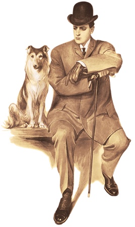 Png画像 スーツ紳士と犬レトロイラスト アンティーク レトロ画像素材 Booth