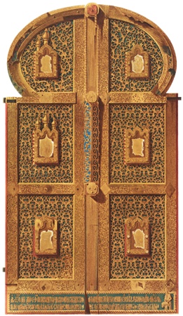 PNG画像：宗教画が描かれた扉（ドア）アンティークイラスト