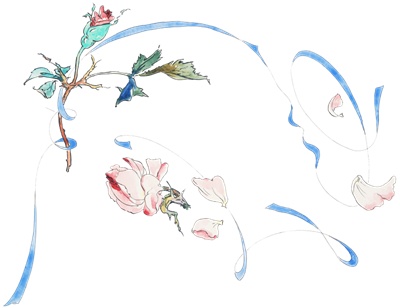 Png画像 薔薇と青いリボン アンティークイラスト アンティーク レトロ イラスト画像素材 Booth