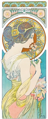 Png画像 春の花と女神アール ヌーヴォーイラスト アンティーク レトロ イラスト画像素材 Booth