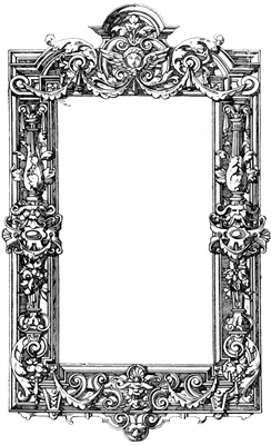 PNG画像|花装飾フレーム アンティークイラスト素材3枚