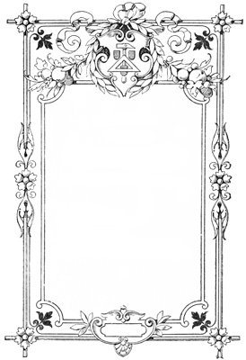 PNG画像|花装飾フレーム アンティークイラスト素材3枚