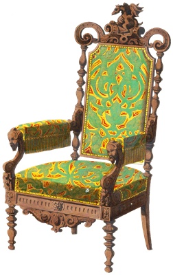 PNG画像｜ロココ調チェア（木椅子）アンティークイラスト素材