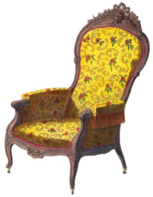 PNG画像｜ロココ調チェア（黄椅子）アンティークイラスト素材