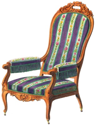 PNG画像｜ロココ調チェア（ストライプ椅子）アンティークイラスト素材