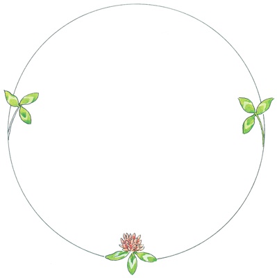 PNG画像｜草花のシンプルなフレーム アンティークイラスト素材3点セット