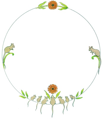 PNG画像|草花のシンプルなフレーム アンティークイラスト素材3点セット