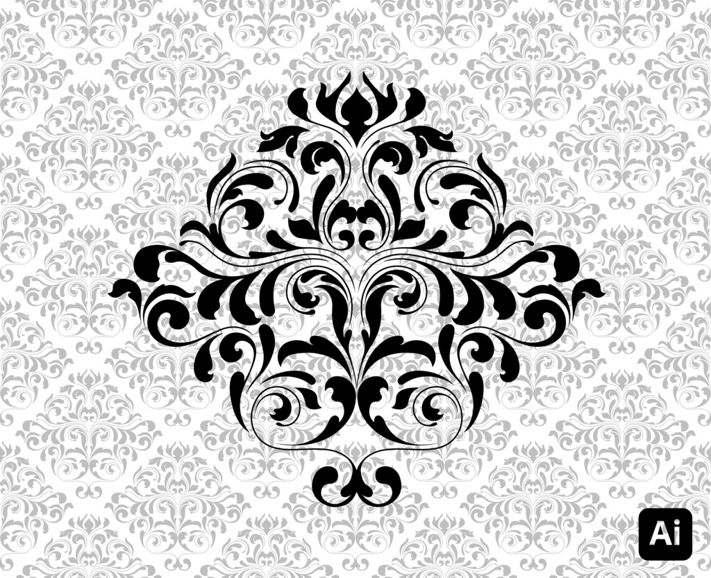 【デザイン素材】ロイヤルダマスク装飾パターン 05 .ai