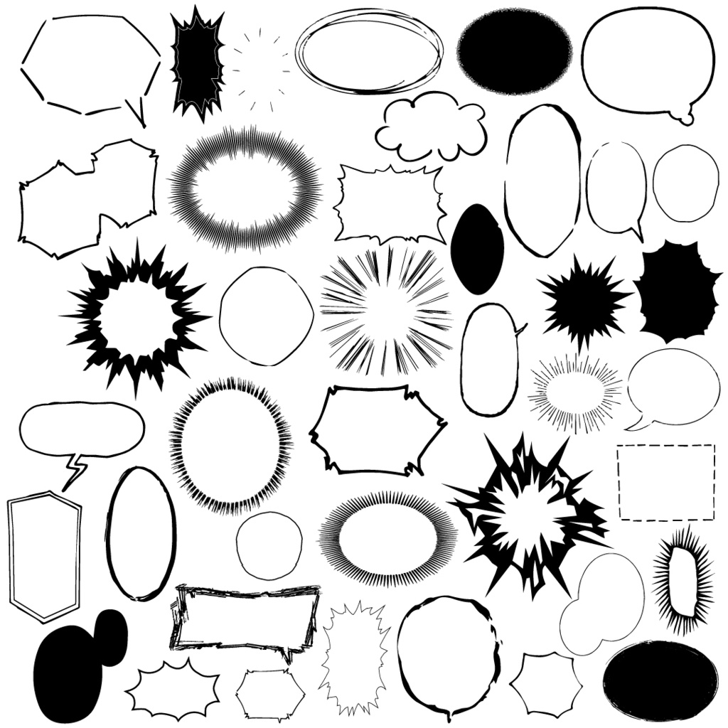 【デザイン素材】吹き出しマニア|手書き風 漫画吹き出しセット 約300種 PNG/Ai
