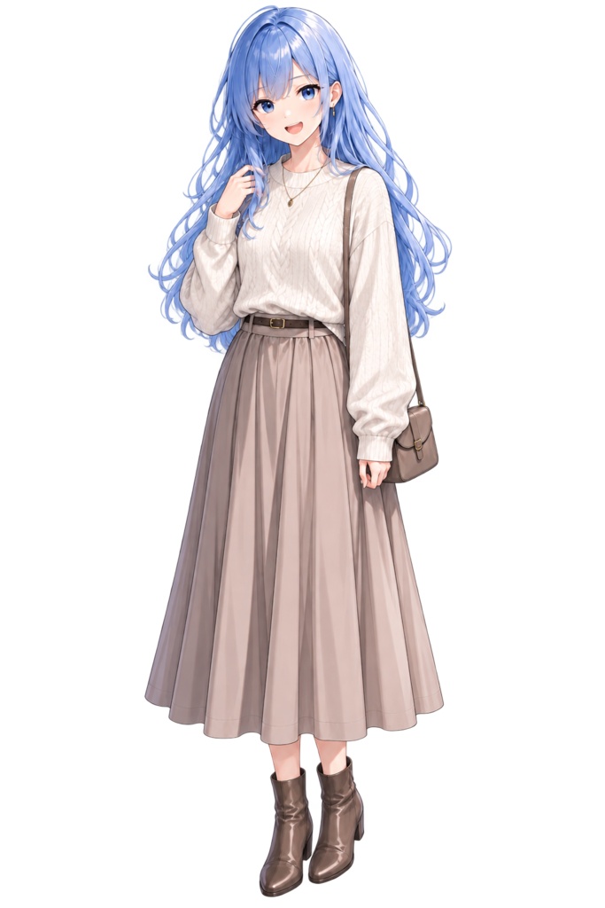 【立ち絵素材】青髪女性キャラクター｜表情差分9種・背景透過PNG