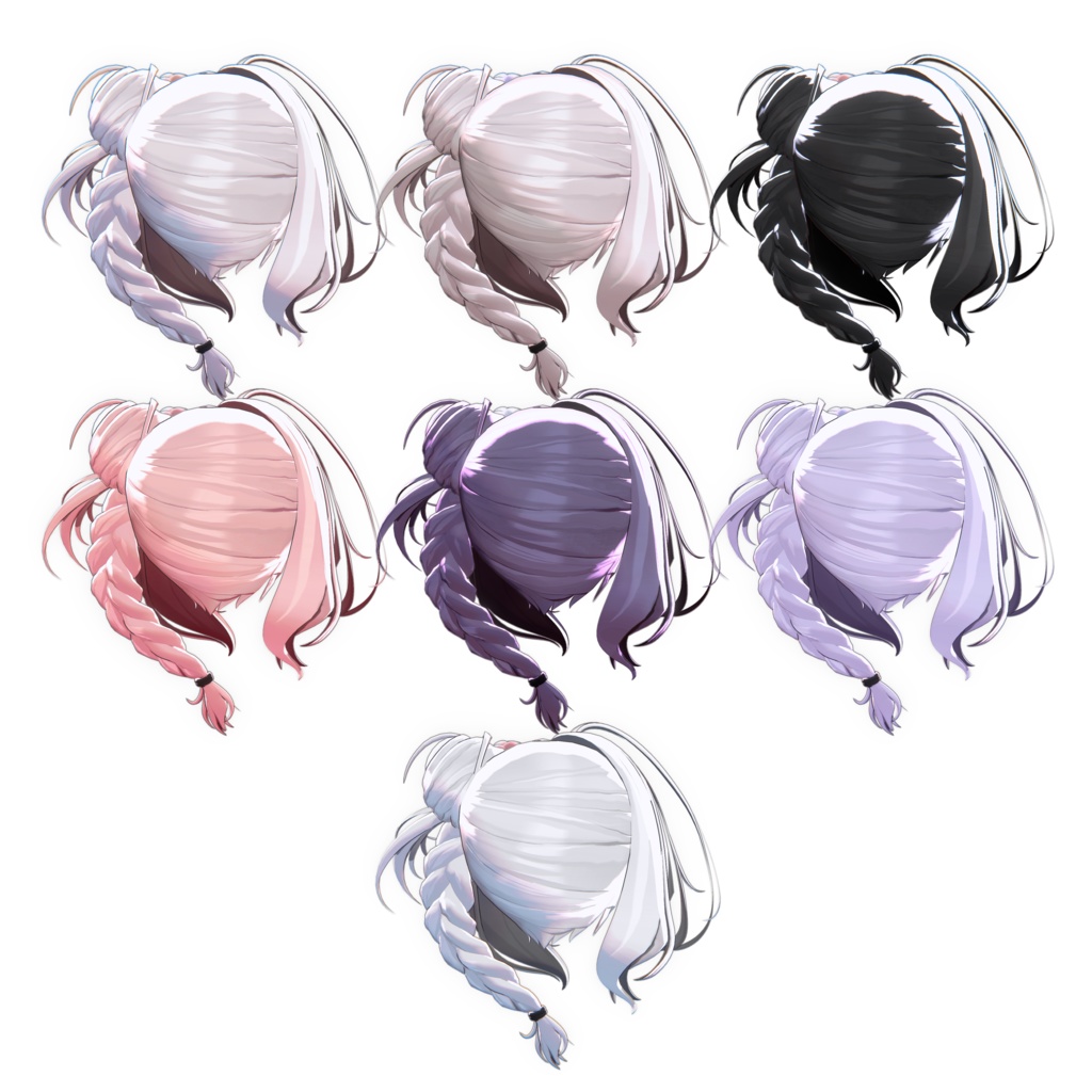 [3Dヘアモデル] Side Braid Bun Hair (8アバター対応) 缩略图 9