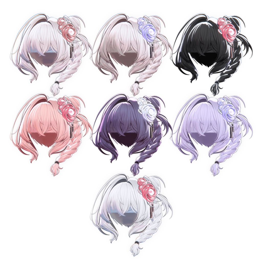 [3Dヘアモデル] Side Braid Bun Hair (8アバター対応) 缩略图 8