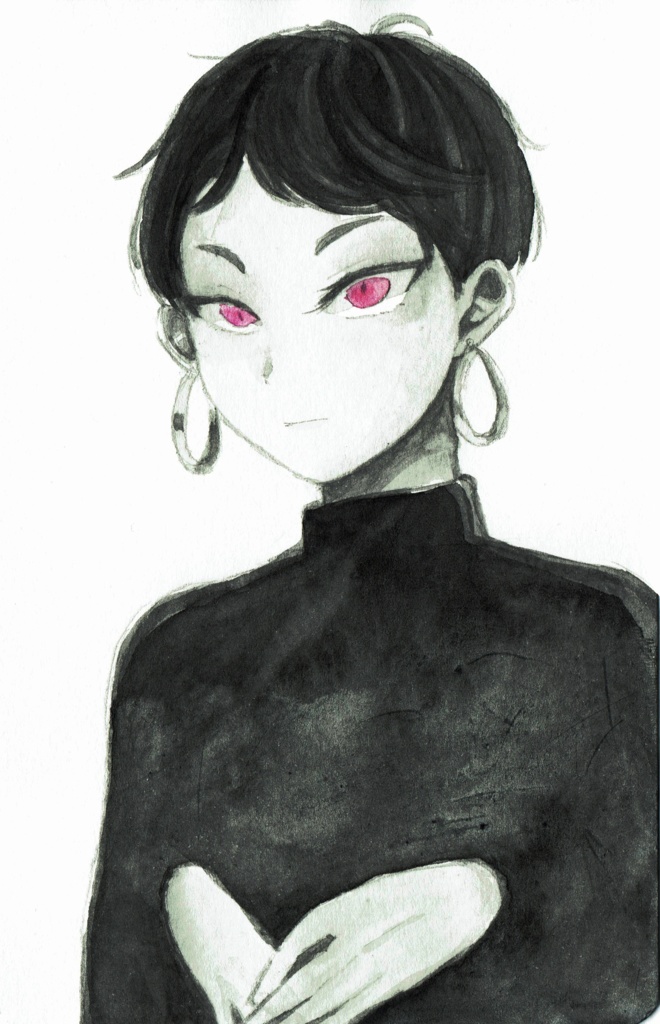 モノクロの女性 原画
