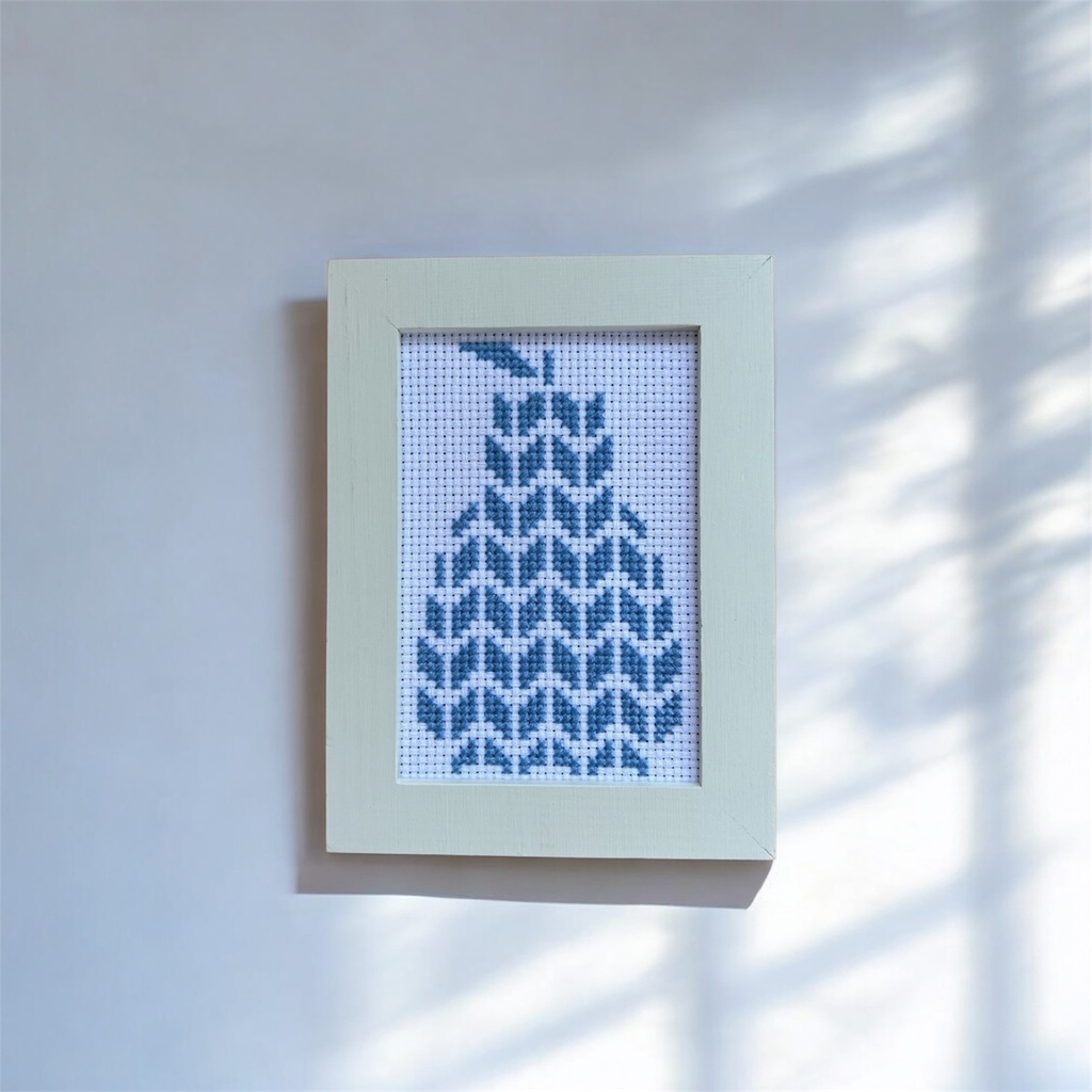 《洋梨幾何学ミックス柄》クロスステッチ図案｜53×34｜PDFデータ