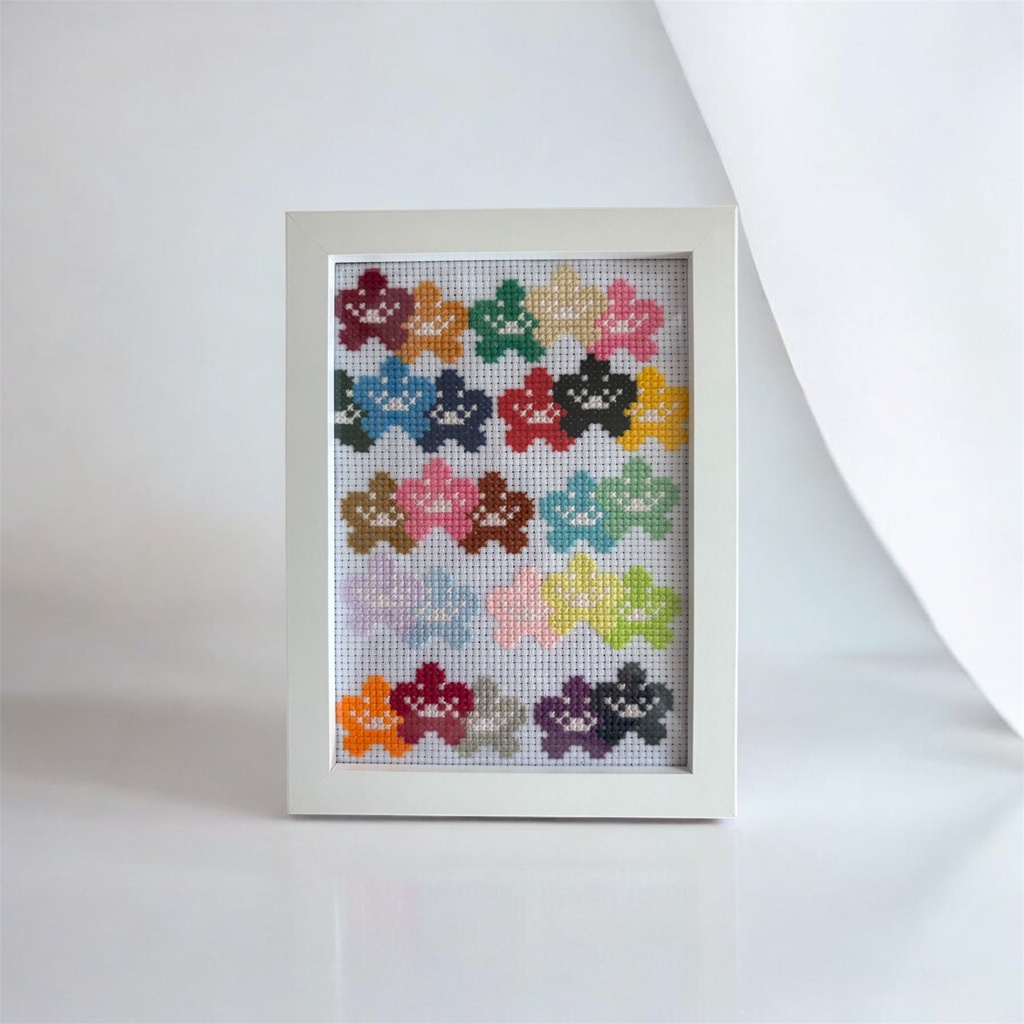 《北欧風フラワーモチーフ》クロスステッチ図案｜73×50｜PDFデータ｜中級者向け