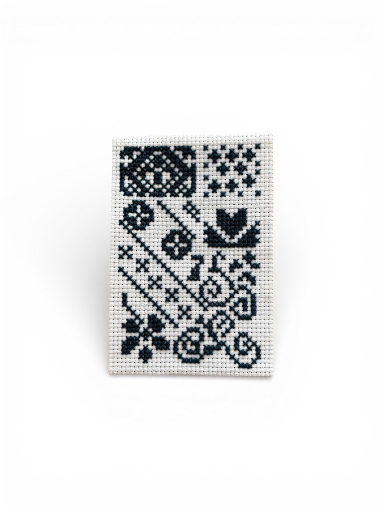 《家紋風モチーフ×幾何学ミックス》クロスステッチ図案|53×34|PDFデータ