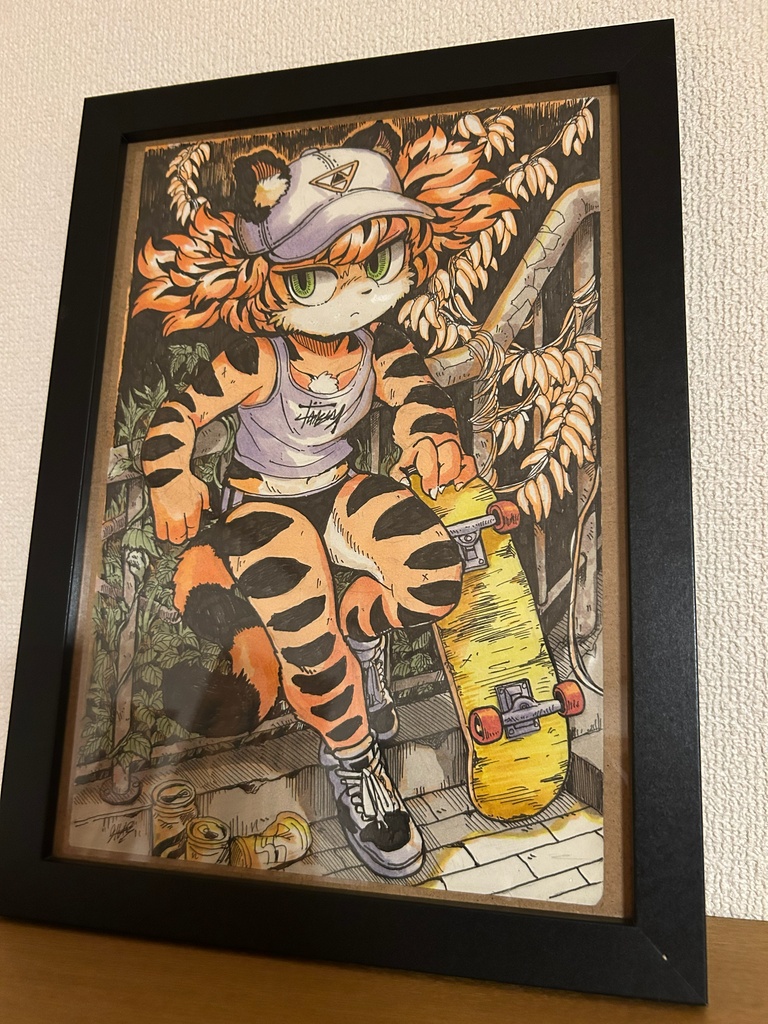 原画 イラスト 『Back alley』　B5サイズ 額装
