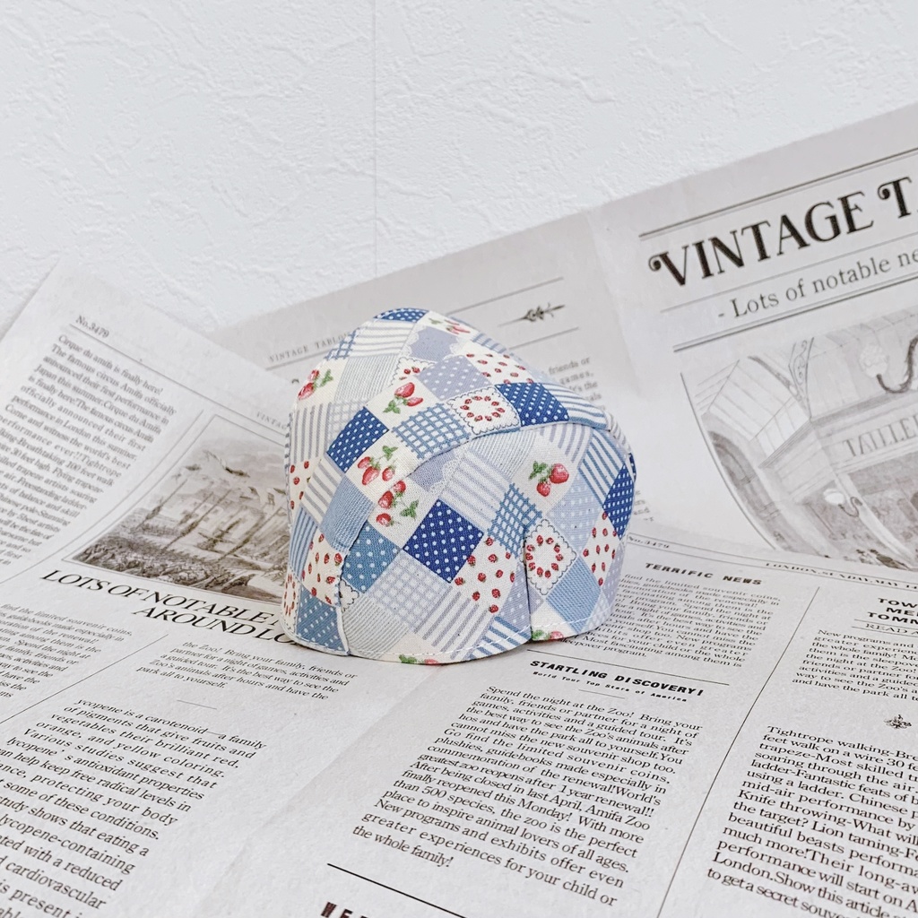 ふわのうか帽子すとろべりーぱっちわーくBlue