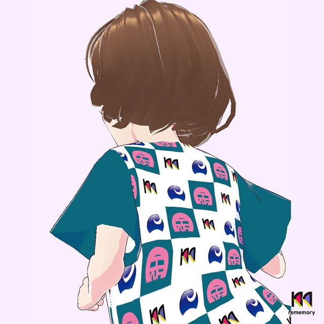 襟ぐり広めTシャツ:ロゴパターン