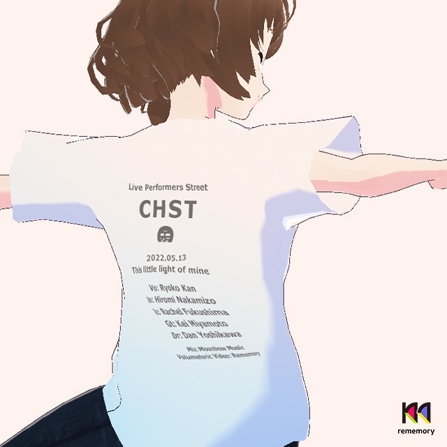 襟ぐり広めTシャツ:This little light of mine(White)