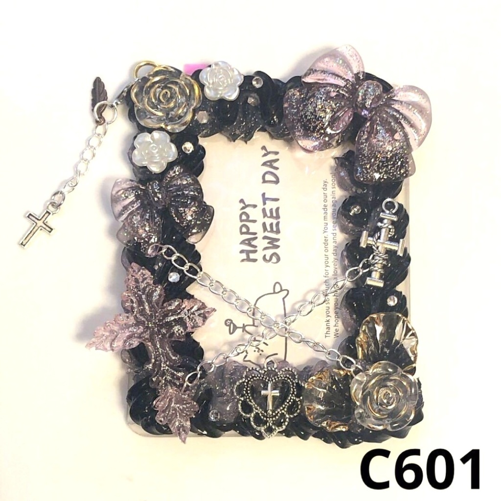 【C60シリーズ】ホイップデコ 硬質ケース クロス チャーム リボン