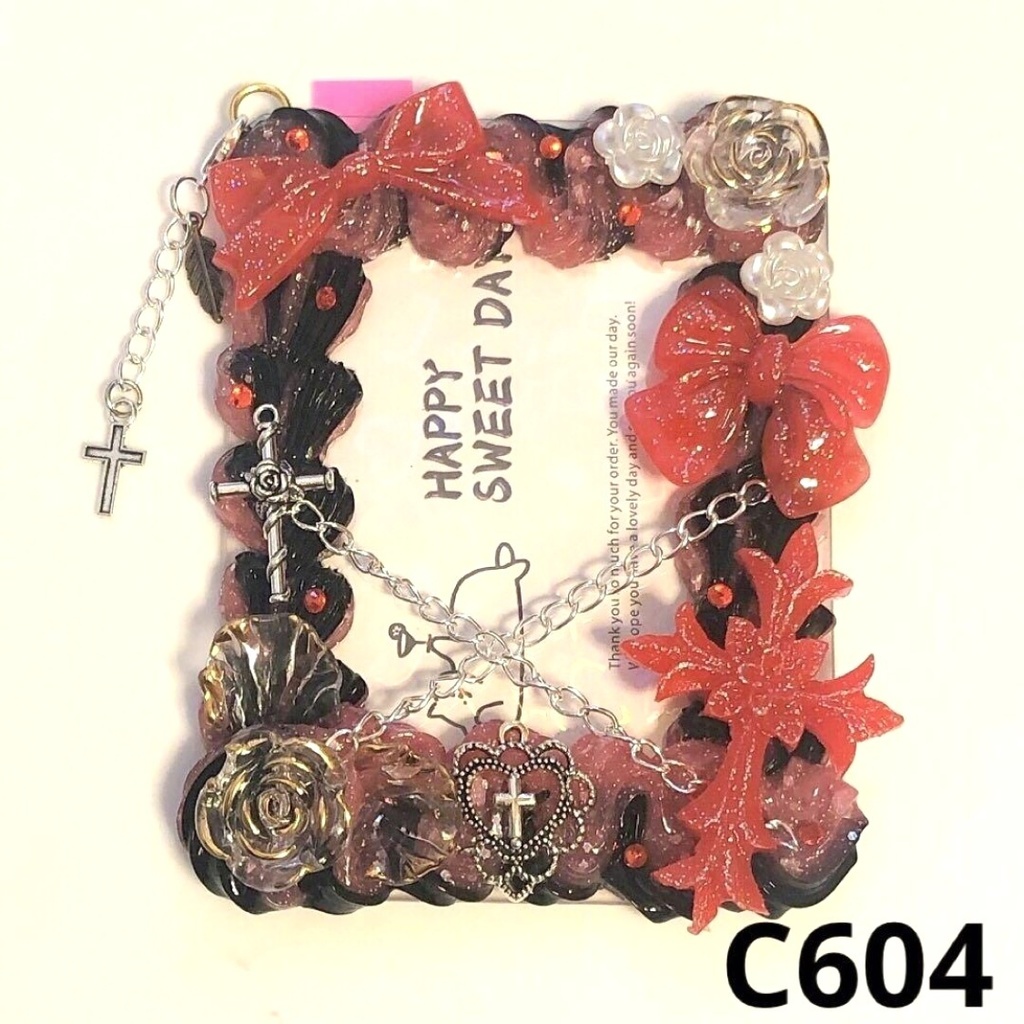 【C60シリーズ】ホイップデコ 硬質ケース クロス チャーム リボン