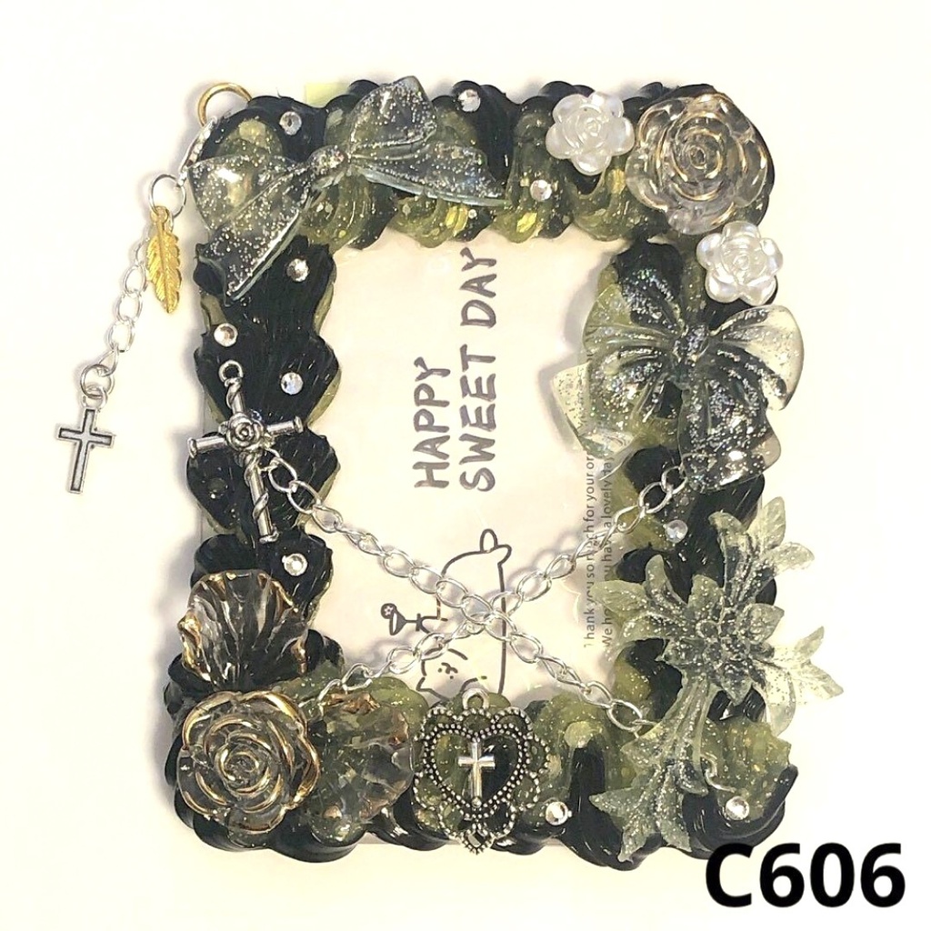 【C60シリーズ】ホイップデコ 硬質ケース クロス チャーム リボン