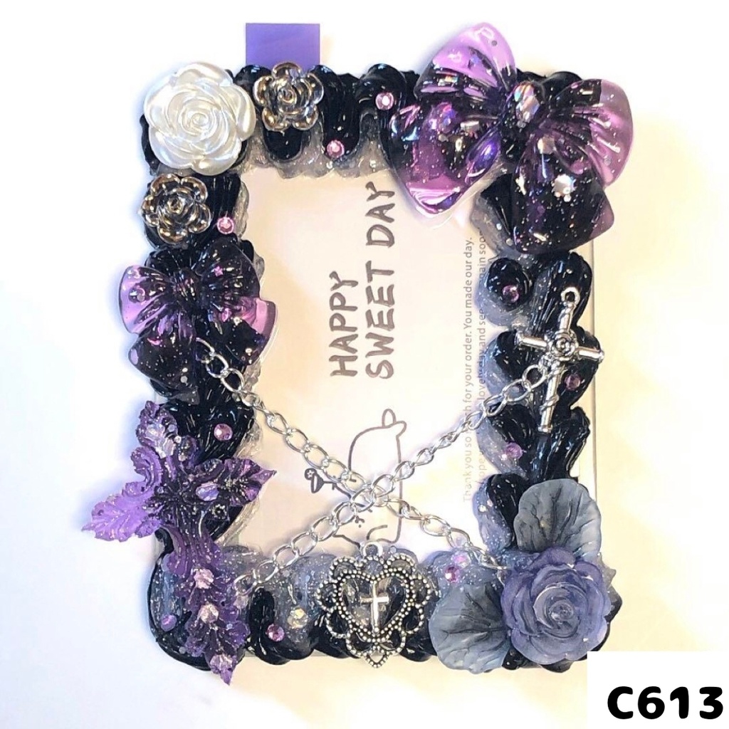 【C60シリーズ】ホイップデコ 硬質ケース クロス チャーム リボン