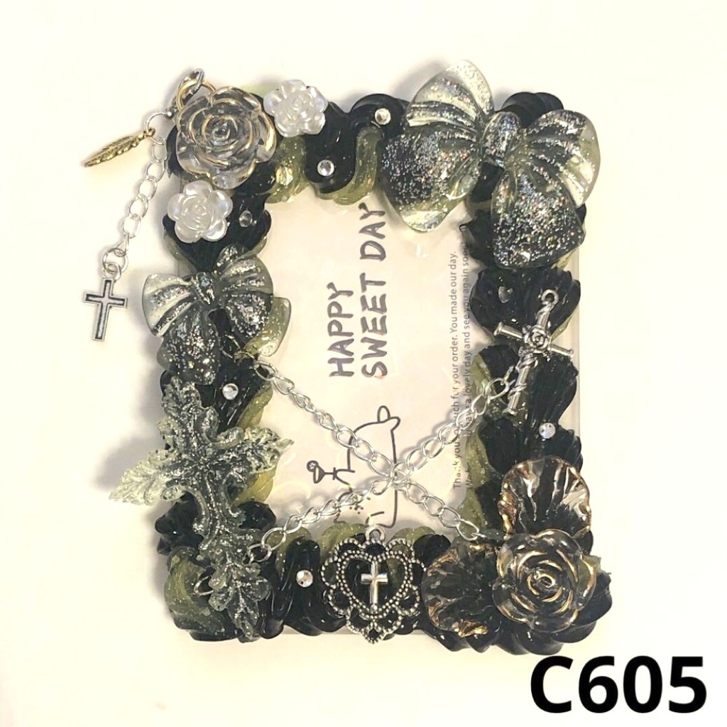 【C60シリーズ】ホイップデコ 硬質ケース クロス チャーム リボン