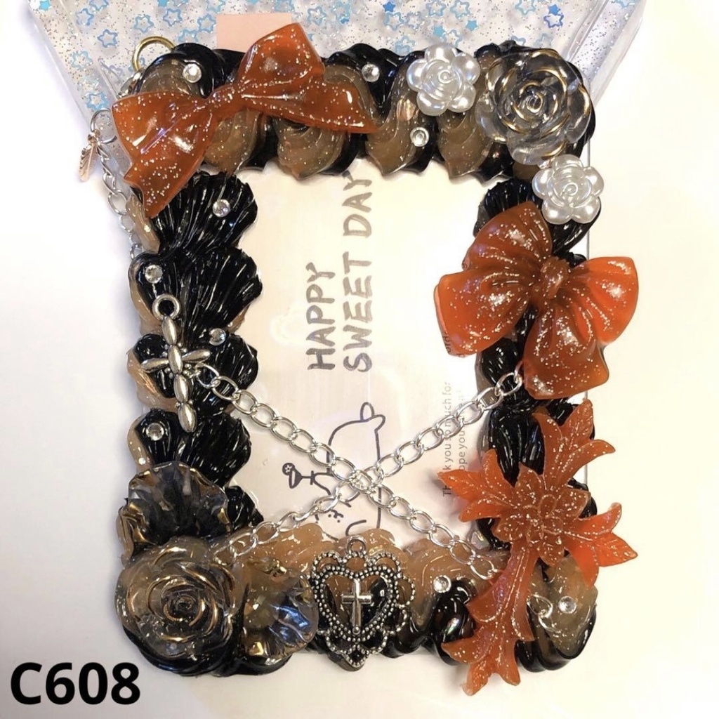 【C60シリーズ】ホイップデコ 硬質ケース クロス チャーム リボン