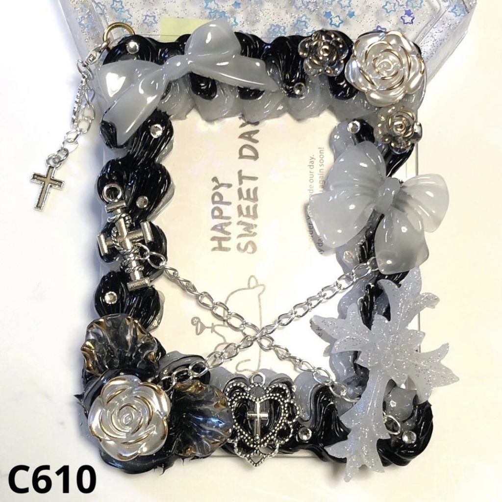 【C60シリーズ】ホイップデコ 硬質ケース クロス チャーム リボン