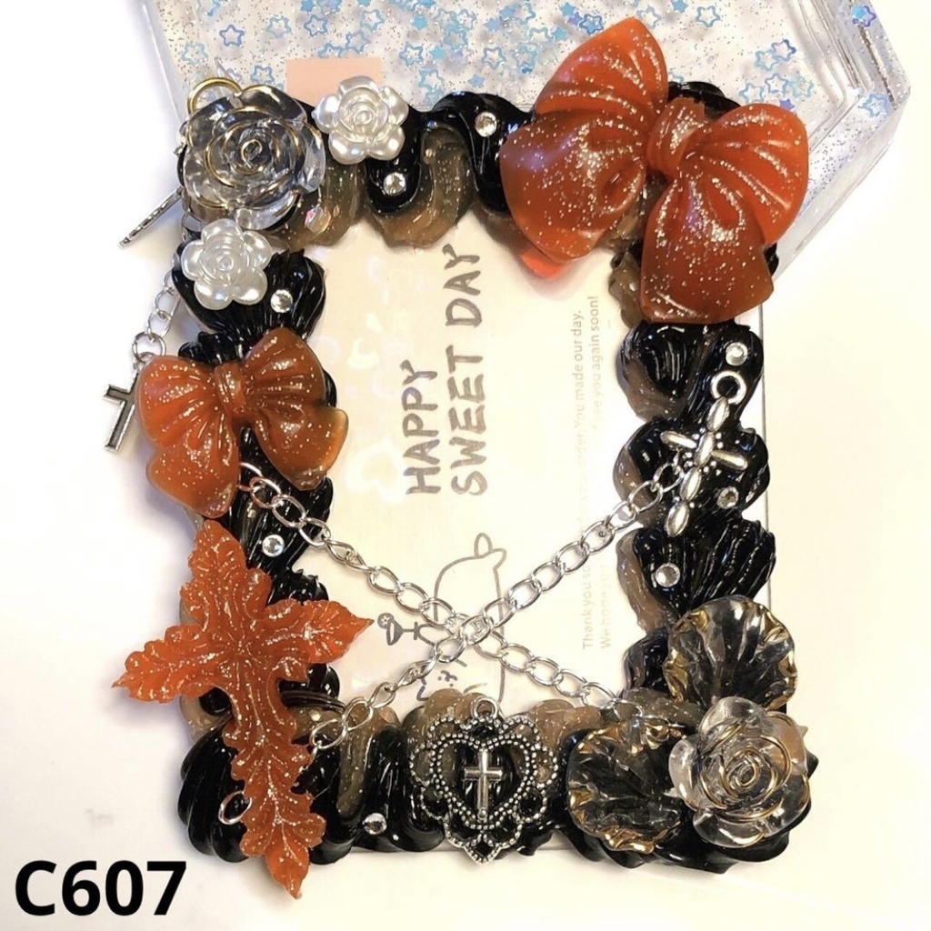 【C60シリーズ】ホイップデコ 硬質ケース クロス チャーム リボン