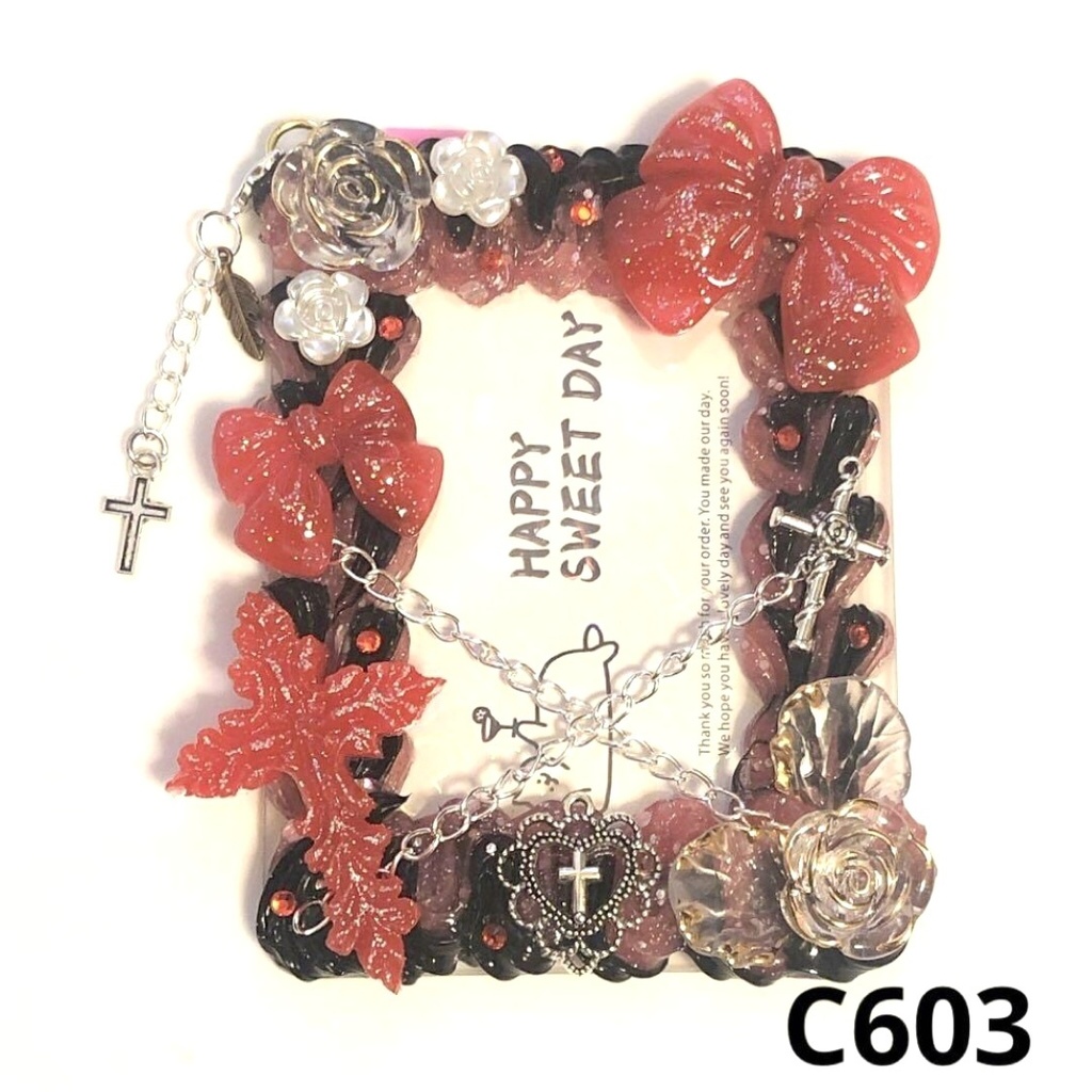 【C60シリーズ】ホイップデコ 硬質ケース クロス チャーム リボン