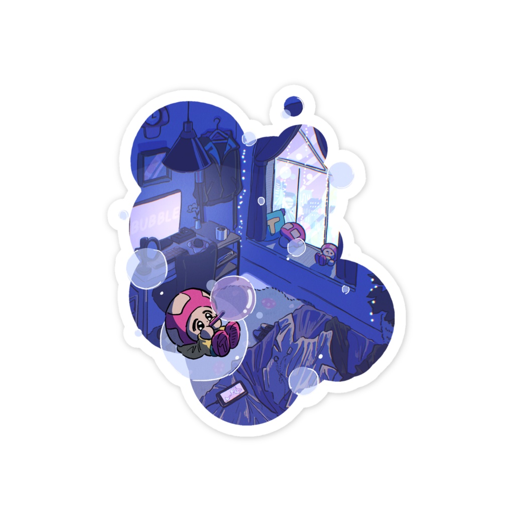 たちべや "bubble" スマホステッカー - おやすみ -