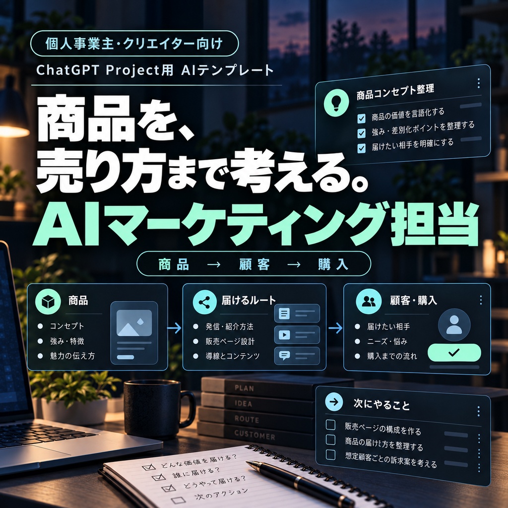 マーケティング担当｜個人事業主・クリエイター向け ChatGPT Project用テンプレート