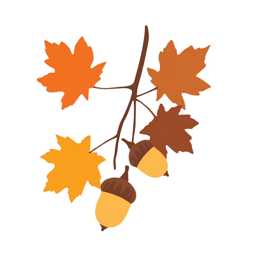 秋を彩るイラスト素材集|紅葉とどんぐりなどのシンプルイラスト15点セット(商用利用可)