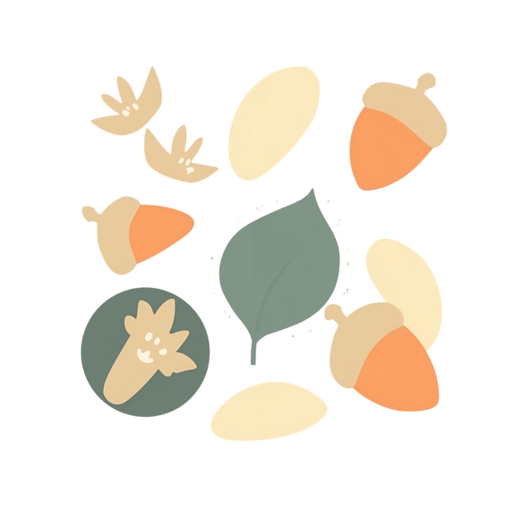 秋を彩るイラスト素材集|紅葉とどんぐりなどのシンプルイラスト15点セット(商用利用可)