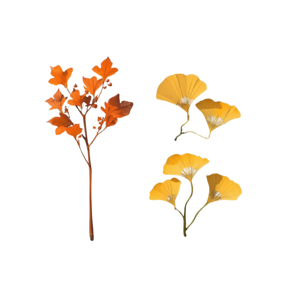 秋を彩るイラスト素材集|紅葉とどんぐりなどのシンプルイラスト15点セット(商用利用可)