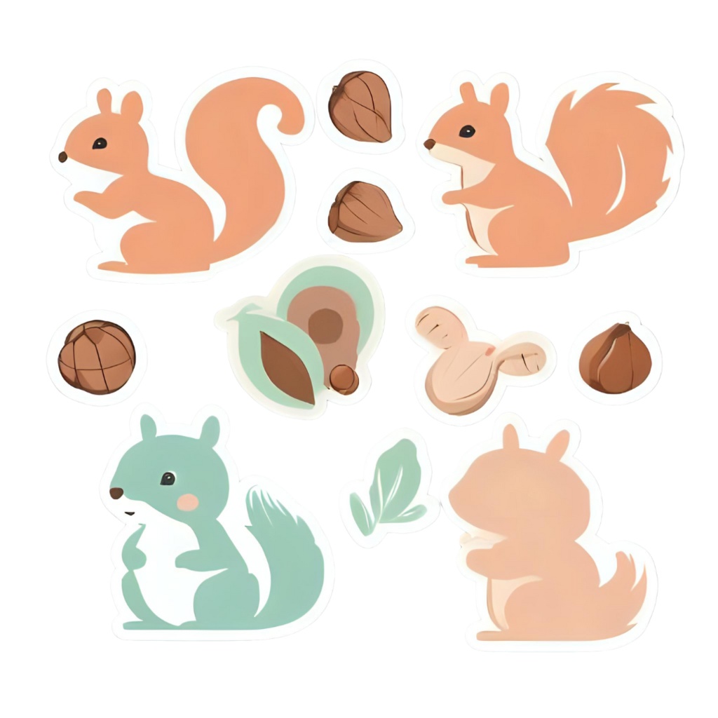 秋のキャラクターイラスト素材集|リス・どんぐり・かぼちゃ(商用OK)