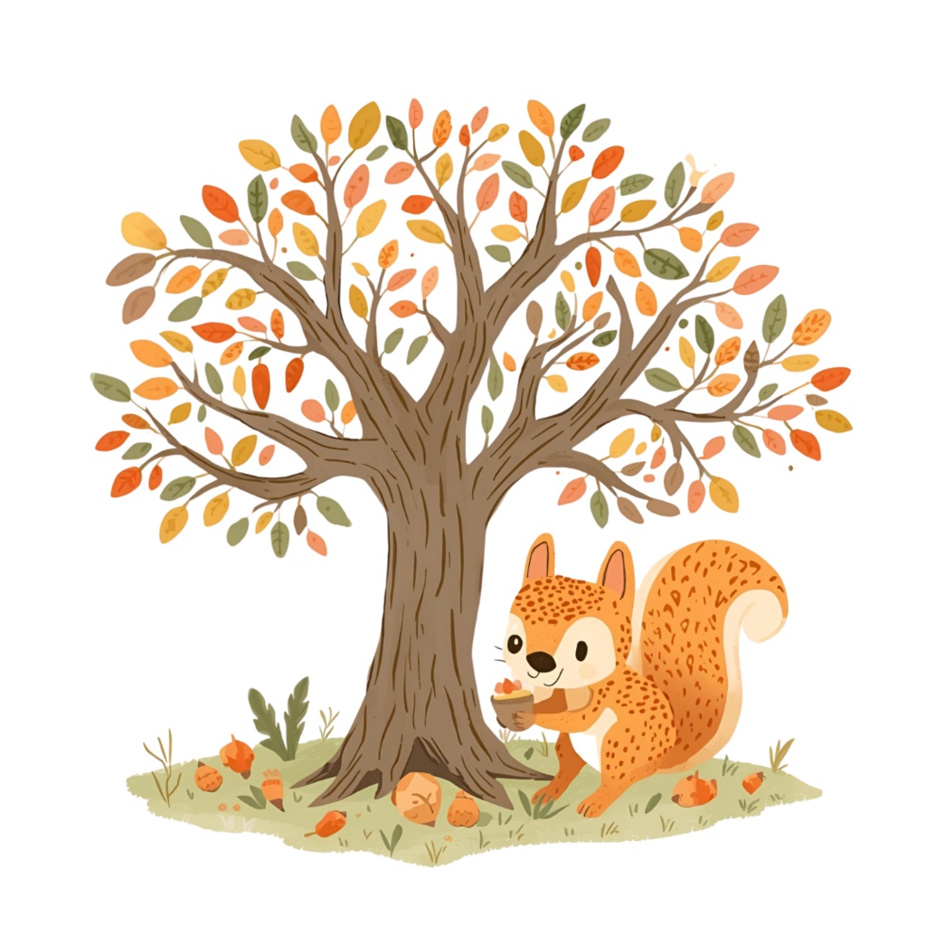 秋のキャラクターイラスト素材集|リス・どんぐり・かぼちゃ(商用OK)