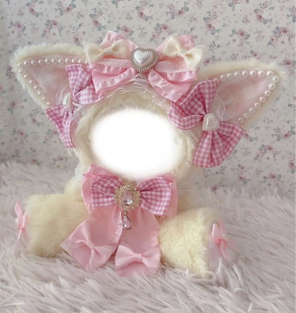 ♡お座り16cmぬい服♡猫の着ぐるみ♡ゆめかわおすわりぬいぐるみ♡ピンクイエロー