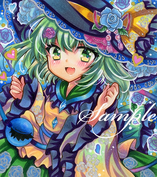 同人手描きイラスト☆東方project　古明地こいし☆小色紙（寸松庵色紙）