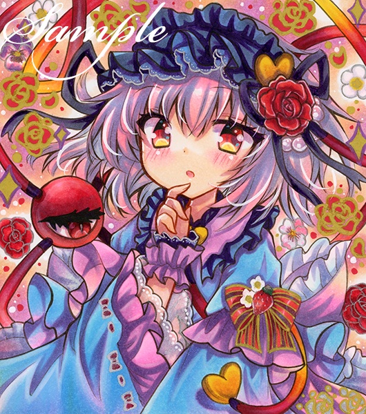 同人手描きイラスト☆東方project　古明地さとり☆小色紙（寸松庵色紙）