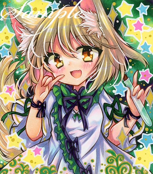 同人手描きイラスト☆東方project　菅牧典☆小色紙（寸松庵色紙）