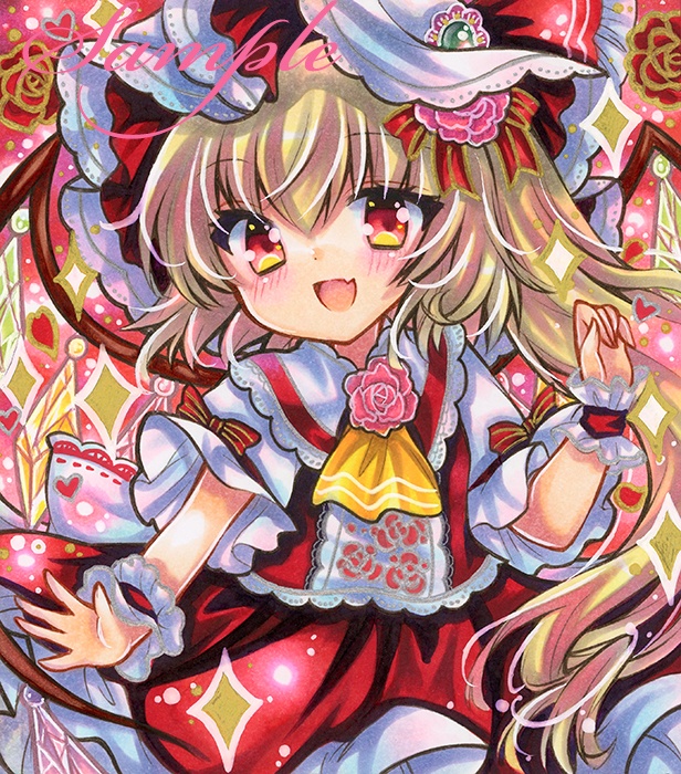 同人手描きイラスト☆東方project　フランドール・スカーレット☆小色紙（寸松庵色紙）