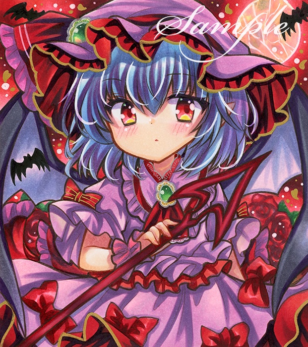 同人手描きイラスト☆東方project　レミリア・スカーレット☆小色紙（寸松庵色紙）