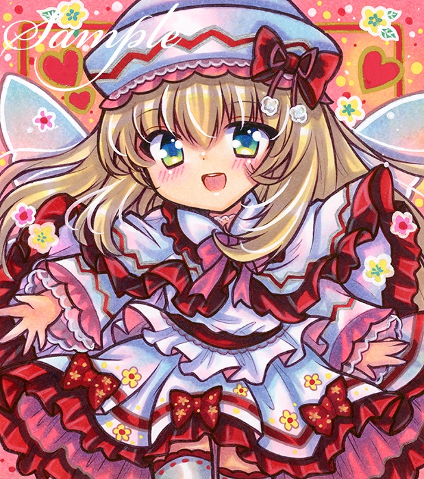 同人手描きイラスト☆東方project　リリーホワイト☆小色紙（寸松庵色紙）