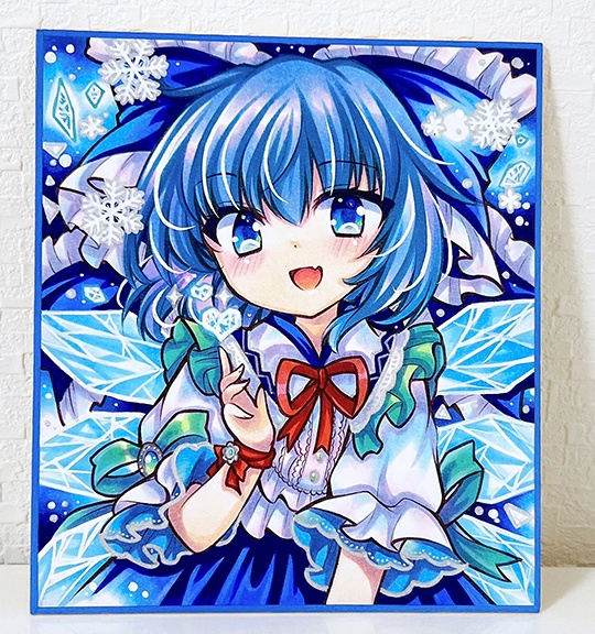 同人手描きイラスト☆東方project　チルノ☆小色紙