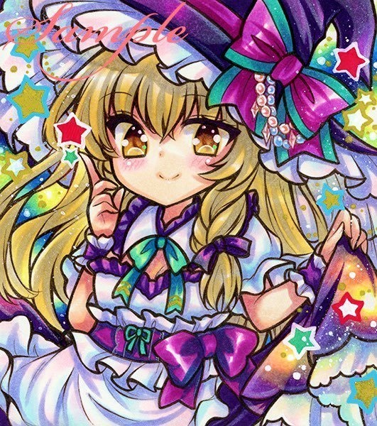 同人手描きイラスト☆東方project　霧雨魔理沙☆小色紙